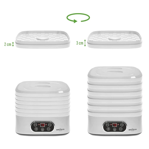 Seente, puuviljade, köögiviljade ja ürtide kuivati, reguleeritava temperatuuriga, 240 W, valge - 12