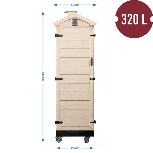 Sertifitseeritud vineerist suitsutuskamber, raamita, 320 L, ratastel - 4