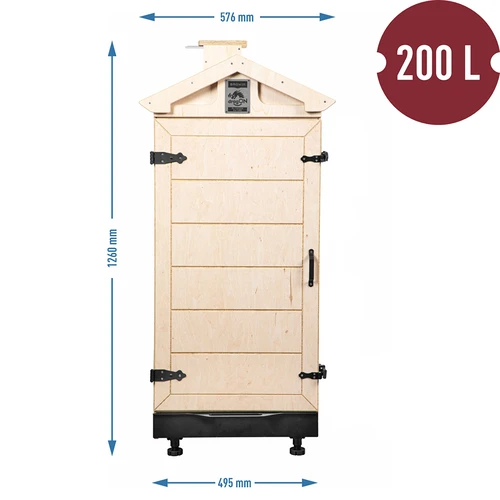 Sertifitseeritud vineerist suitsutuskamber, raamita, 200 l, ratastel - 4