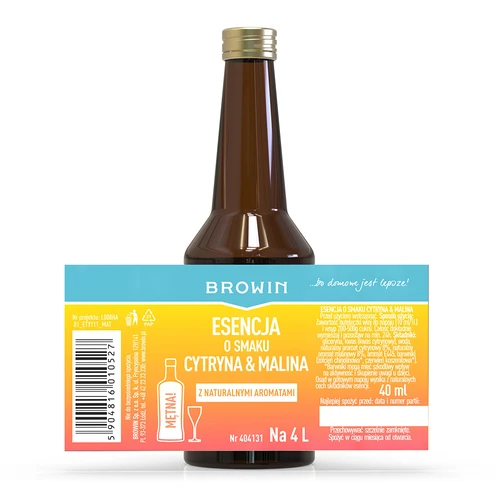 Sidruni-vaarika maitsega essents - 40 ml, 4 L-le - 4