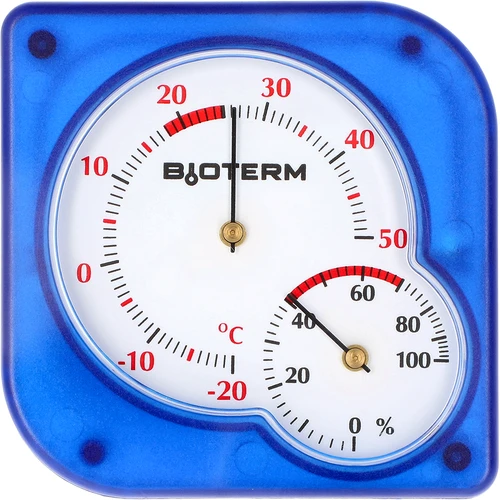 Sisetermomeeter (bimetall) hügromeetriga (-20 kuni +50 °C), sinine