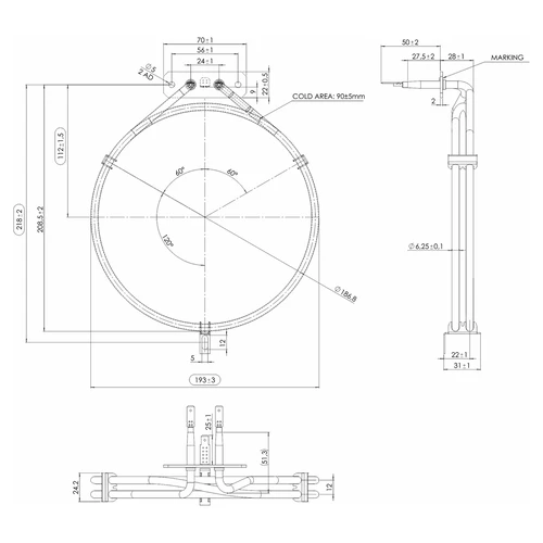 Suitsuahju kütteelement - 1,5 kW - 4