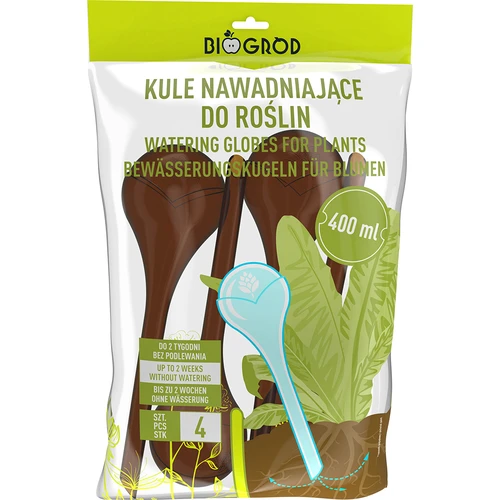 Taimede kastmiskuulid, läbipaistvad merevaigutooni, 400 ml, 4 tk. - 3