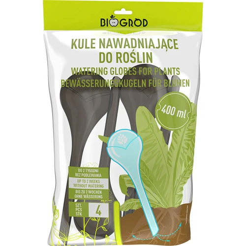 Taimede kastmiskuulid, mustad läbipaistvad, 400 ml, 4 tk. - 3