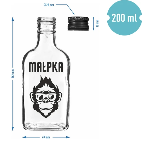 Taskuplasku klaaspudel 200 ml, kruvikorgiga, trükiga „Ahv”, 1 tk - 4