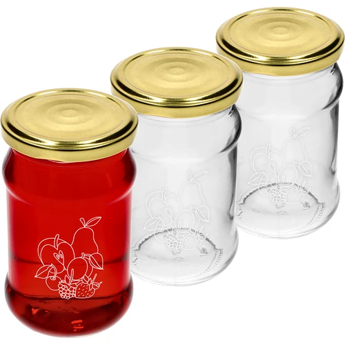 TO-purk 300 ml trükipildiga – puuviljasegu motiiviga ja kaanega fi66/4 – 3 tk.