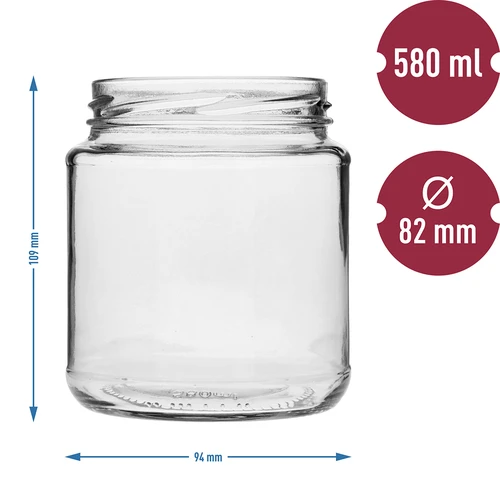 TO purk, grubasek 580 ml värvilise kaanega fi82/6, 6 tk. - 7