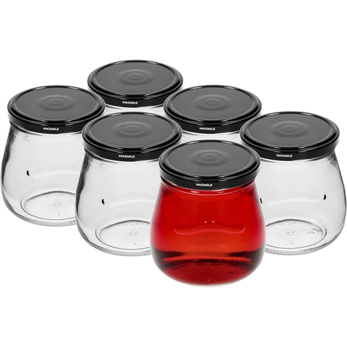 Twist-off 500 ml purk "Pööratud Amfora" musta keeratava kaanega, fi 82/6, 6 tk. - 2