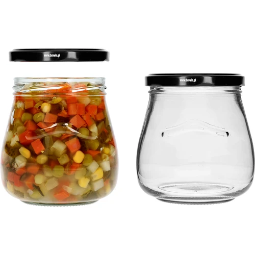 Twist-off 500 ml purk "Pööratud Amfora" musta keeratava kaanega, fi 82/6, 6 tk. - 6