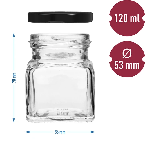Twist-off purk 120 ml – Cztery kąty fi 53 musta kaanega, 6 tk - 6