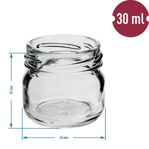 Twist-off purk 30 ml värvilise kaanega fi 43 - 10 tk. - 4