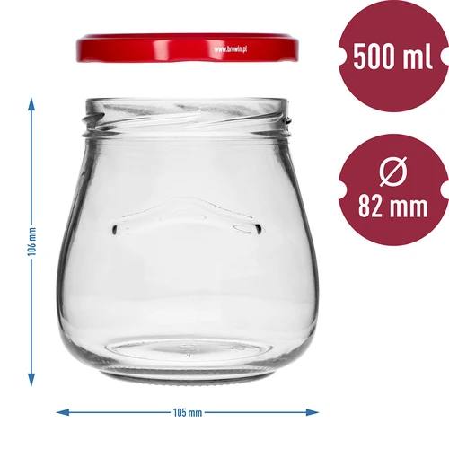Twist-off purk 500 ml "Tagurpidi Amfora" bordoopunase kaanega fi 82/6, 6 tk. - 9