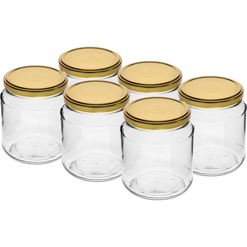 Twist-off-purk, grubasek 580 ml kuldse kaanega fi82/6, 6 tk.