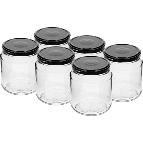 Twist-off purk „grubasek”, 580 ml, musta kaanega, fi 82/6, 6 tk