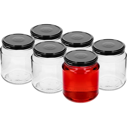 Twist-off purk „grubasek”, 580 ml, musta kaanega, fi 82/6, 6 tk - 2