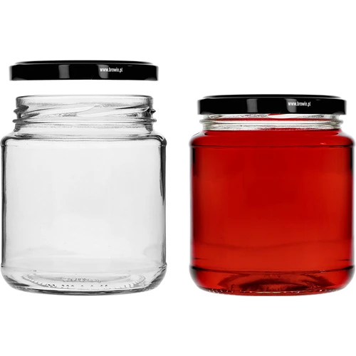 Twist-off purk „grubasek”, 580 ml, musta kaanega, fi 82/6, 6 tk - 3