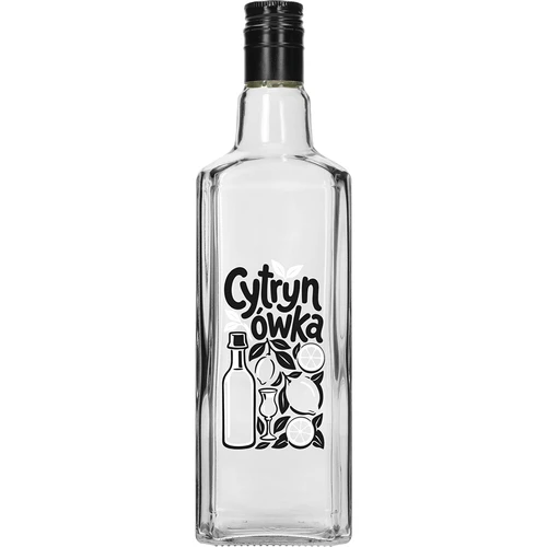 Tynktura pudel 500 ml, trükiga „Cytrynówka” ja keeratava korgiga