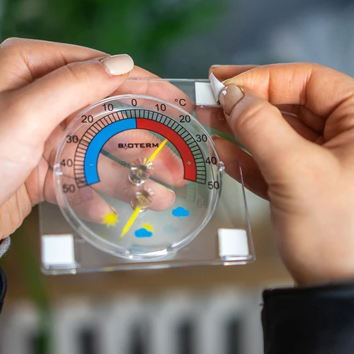 Universaalne termomeeter hügromeetriga, läbipaistev, isekleepuv (-50 °C kuni +50 °C) - 6