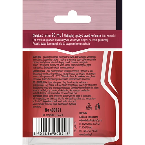 Veinipärm Burgund, ilma eelkasvatuseta, 20 ml - 2