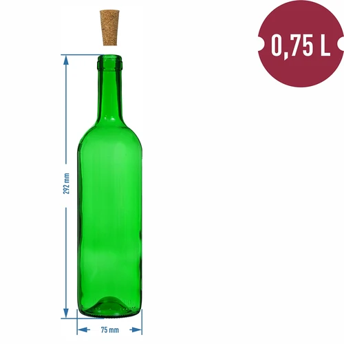 Veinipudel 0,75 L roheline - kiles pakk 8 tk. - 6