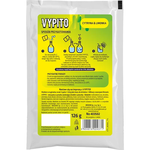VYPITO 12%, kotike 18 drinki jaoks - Sidrun & laim, 126 g - 2