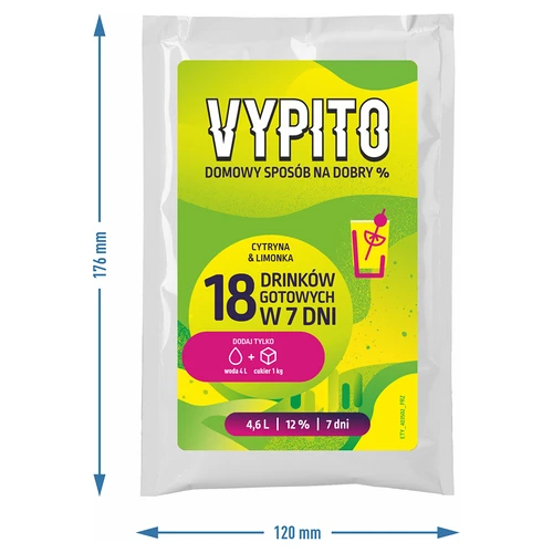 VYPITO 12%, kotike 18 drinki jaoks - Sidrun & laim, 126 g - 4